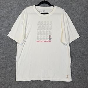 Psycho Bunny Shirt Mens 9 White Crewneck Short Sleeve Tshirt Graphic Tee